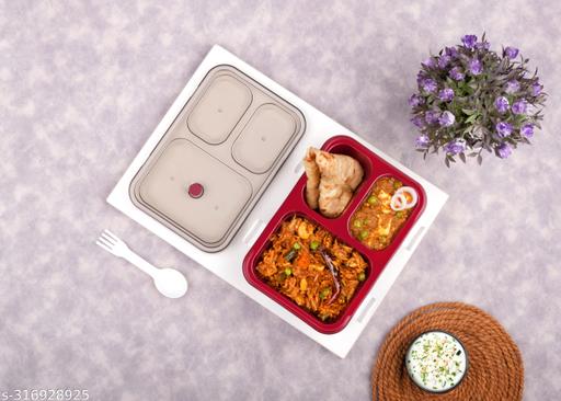 Alphex 3 Compartment Lunch Box - lunch box office - lunch box for school - lunch box kids - lunch boxes(pack of 2) - Totnox 