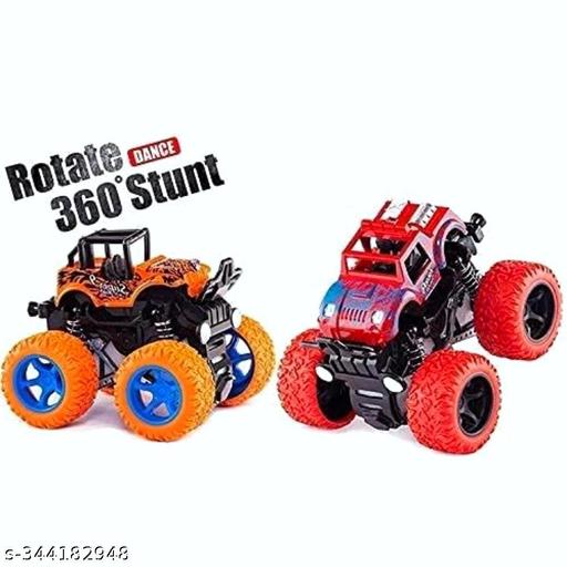 (Pack of-2/Multicolor) STRIVE ENTERPRISE Monster Truck Friction Powered Cars Toys, 360 Degree Stunt 4wd Cars Push go Truck for Toddlers Kids Gift - Totnox 