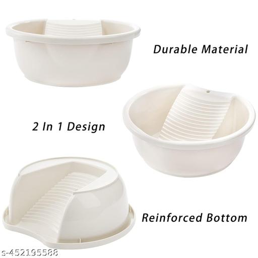 Tenido Pack of 1, Washboard Basin Lightweight Washing Supplies Washtub for Blouses Pants Shirt Beige White | Household Supplies & Cleaning | Laundry Supplies - Totnox 