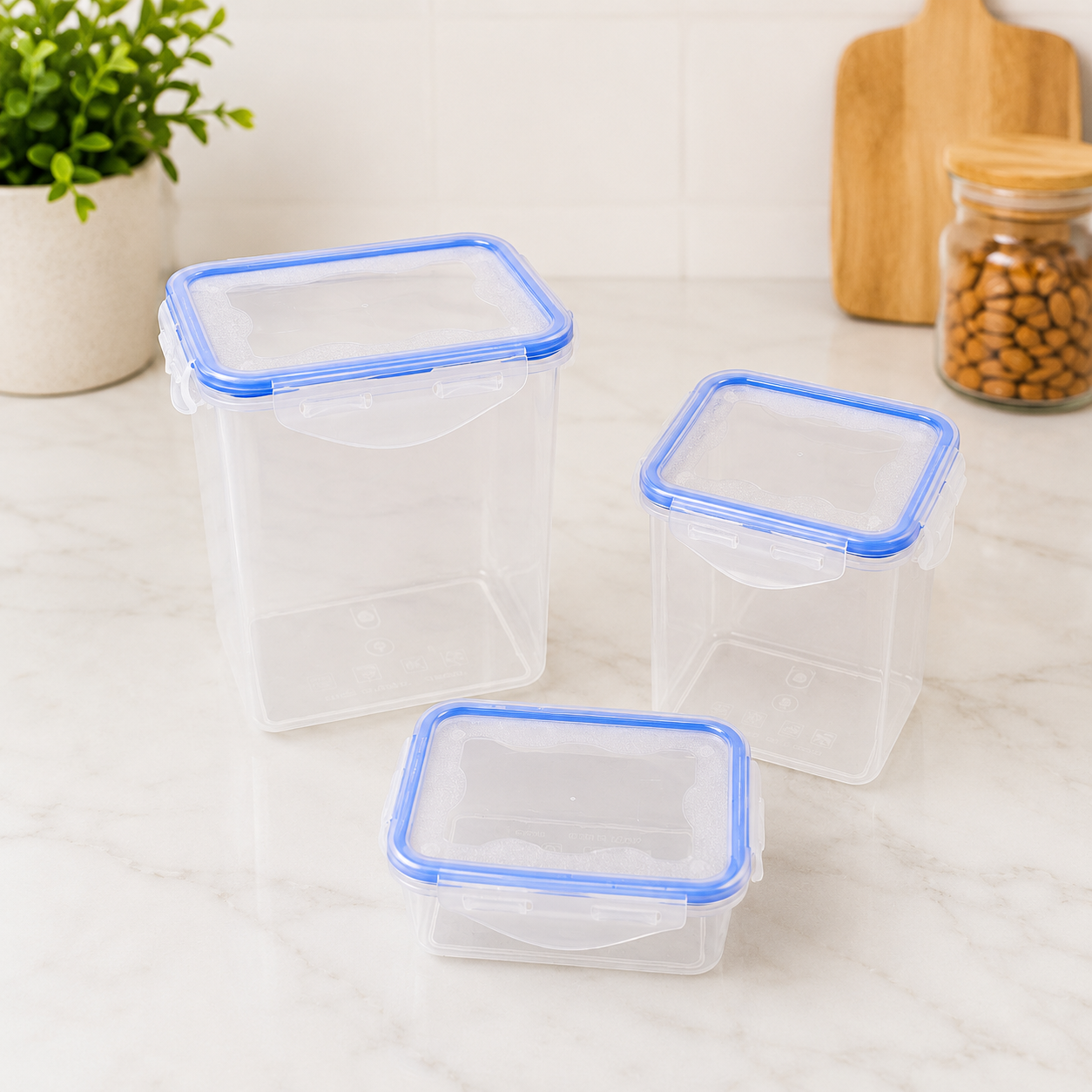 Airtight Kitchen Storage Container – 3 Pc Food Grade Set | Velvet Wheels - Totnox 