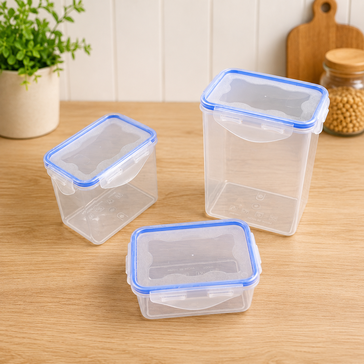 Airtight Kitchen Storage Container – 3 Pc Food Grade Set | Velvet Wheels - Totnox 