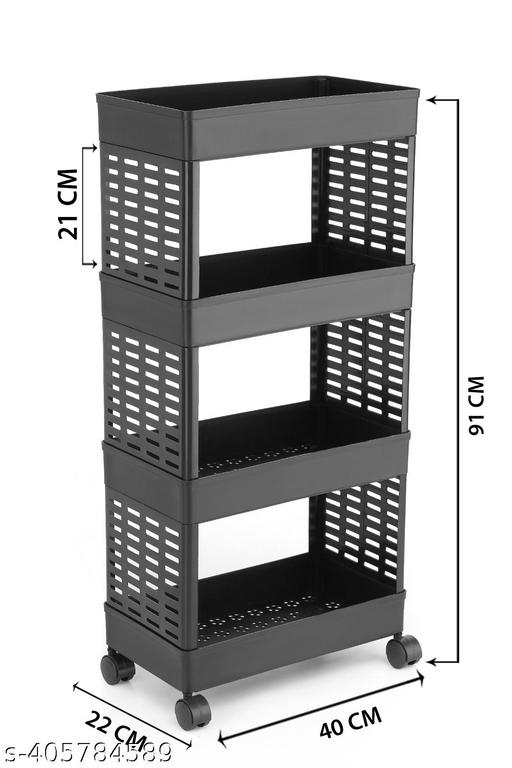 4 Tier Kitchen Rack for Storage Onion Potato Aloo Pyaaz,Fruit,Vegetable,Sabji Stand for Kitchen-(BLACK) - TrendKart 