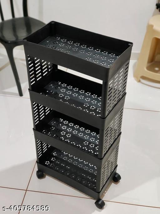 4 Tier Kitchen Rack for Storage Onion Potato Aloo Pyaaz,Fruit,Vegetable,Sabji Stand for Kitchen-(BLACK) - TrendKart 