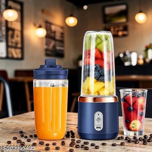 Travel Friendly Mini Portable Juicer Machine Handheld Personal Fruit Mixer USB Rechargeable Electric Blender Cup for Shakes & Smoothies Leakproof Travel Lid Compact Cordless Blender Car Office Camping Trips Easy Clean Fresh Juice Maker Bottle Lightweight Navy Blue Outdoor Travel Accessory