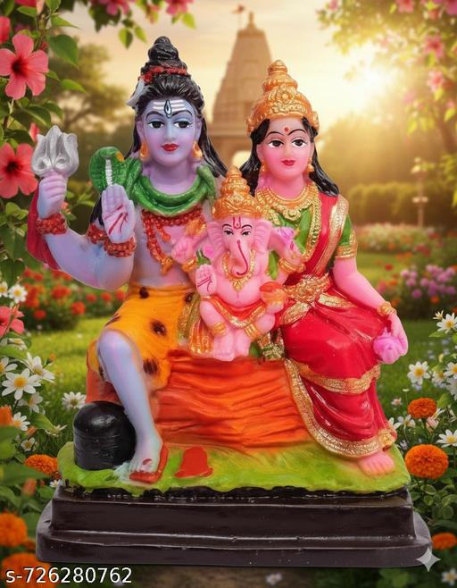 Lord Shiva Parivar Idol | Shiv Parvati Ganesha Kartikeya Family Statue | Spiritual Puja Vastu Decorative Showpiece for Home & Temple - TrendKart 