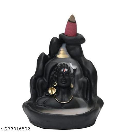 Ganesha - Adiyogi Combo | Shivji and Gold Ganesh Smoke Fountain Backflow Waterfall Cone Incense Holder Showpiece Statue with free 101 Back Flow Incense Cones - TrendKart 