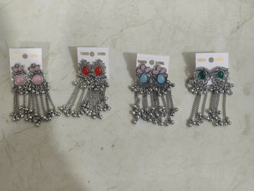 Oxidized Silver Tassel Earrings – Vintage Tribal Dangle for Women - UniFinds 
