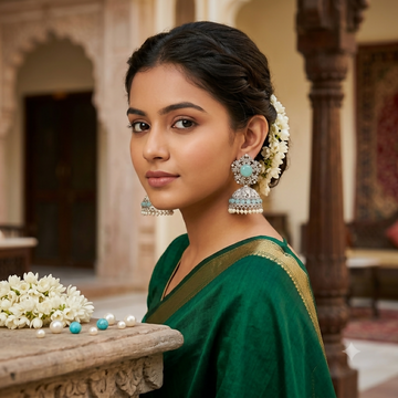Jhumka Earrings – Traditional Silver Oxidized Design with Pearls - UniFinds 