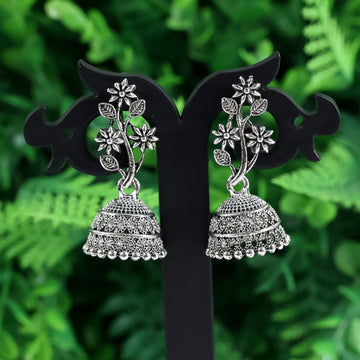 Silver Oxidized Jhumka Earrings – 3-Pair Traditional Set - UniFinds 
