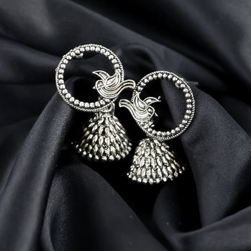 Silver Oxidized Jhumka Earrings – 3-Pair Traditional Set - UniFinds 