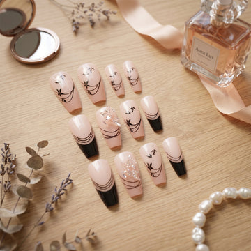 Burgundy Artificial Press-On Nails – Reusable Floral Set - UniFinds 