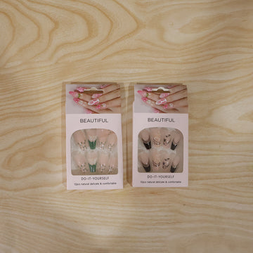 Burgundy Artificial Press-On Nails – Reusable Floral Set - UniFinds 