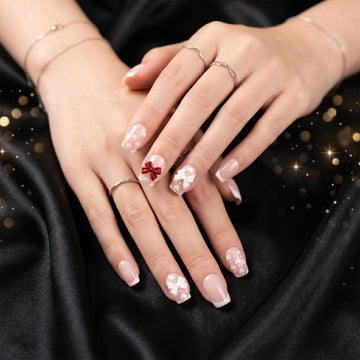 Press-On Nail Tips – Glitter 3D Floral Design with Strong Glue - UniFinds 