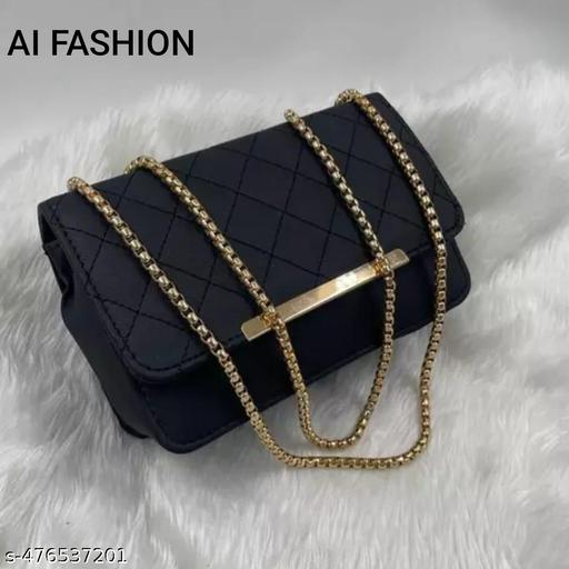 Sling bag | Women's Pu Formal Casual Stylish Shoulder Crossbody Sling Handbag With Double-handle Non-Detachable strap For Women & Girl (Black) - UniFinds 