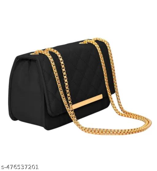 Sling bag | Women's Pu Formal Casual Stylish Shoulder Crossbody Sling Handbag With Double-handle Non-Detachable strap For Women & Girl (Black) - UniFinds 