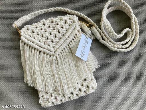 CRAFT PLUS | Handmade Macrame Mobile Sling bag for Women, Cross Body Bag for Woman, Sling Bag for Girls, Mobile Pouch For Women, Size 7*5 inches. - UniFinds 
