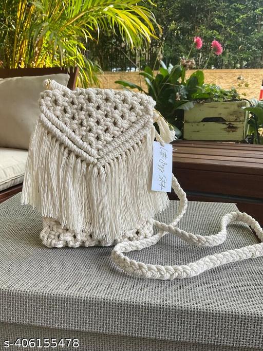 CRAFT PLUS | Handmade Macrame Mobile Sling bag for Women, Cross Body Bag for Woman, Sling Bag for Girls, Mobile Pouch For Women, Size 7*5 inches. - UniFinds 