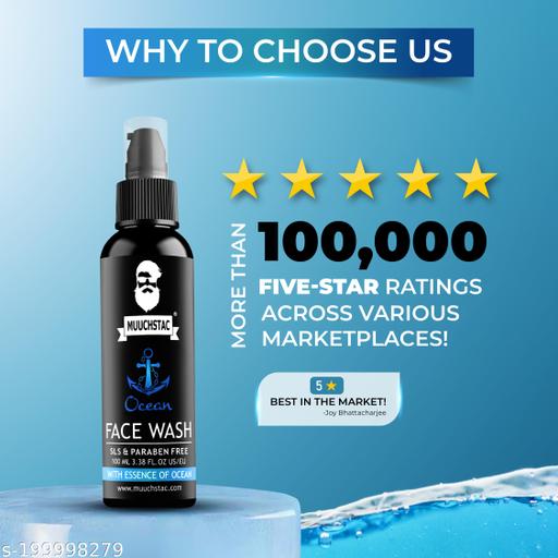 Ocean Face Wash for Men | Fight Acne & Pimples, Brighten Skin, Clears Dirt, Oil Control, Refreshing Feel - Multi-Action Formula | 100 ml | Pack of 2 - Velorabeauty