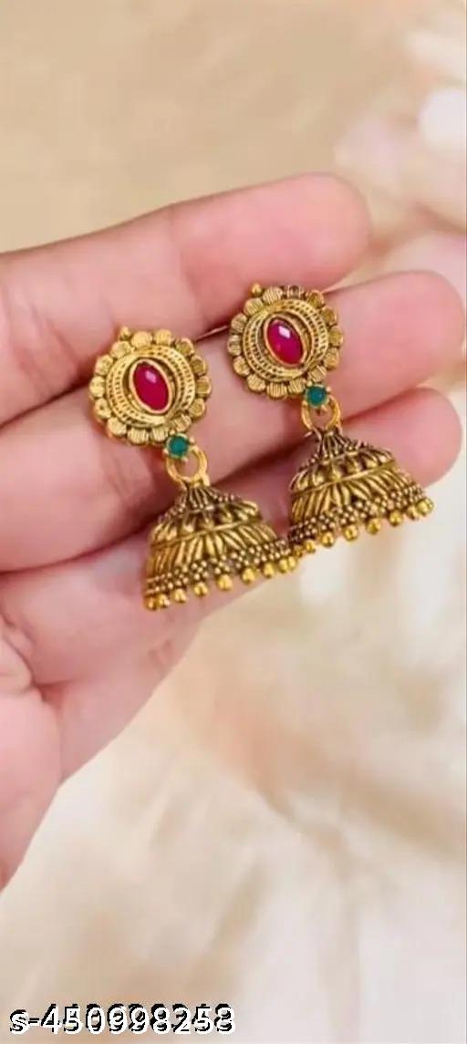 Gold Plated Fancy Jhumka Earrings for Women – Set of 6 Traditional Oxidised Gold Jhumka Earrings Combo for Women Daily Wear Ethnic Jhumka Earrings Set for Women (Pack of 6) - Velorabeauty