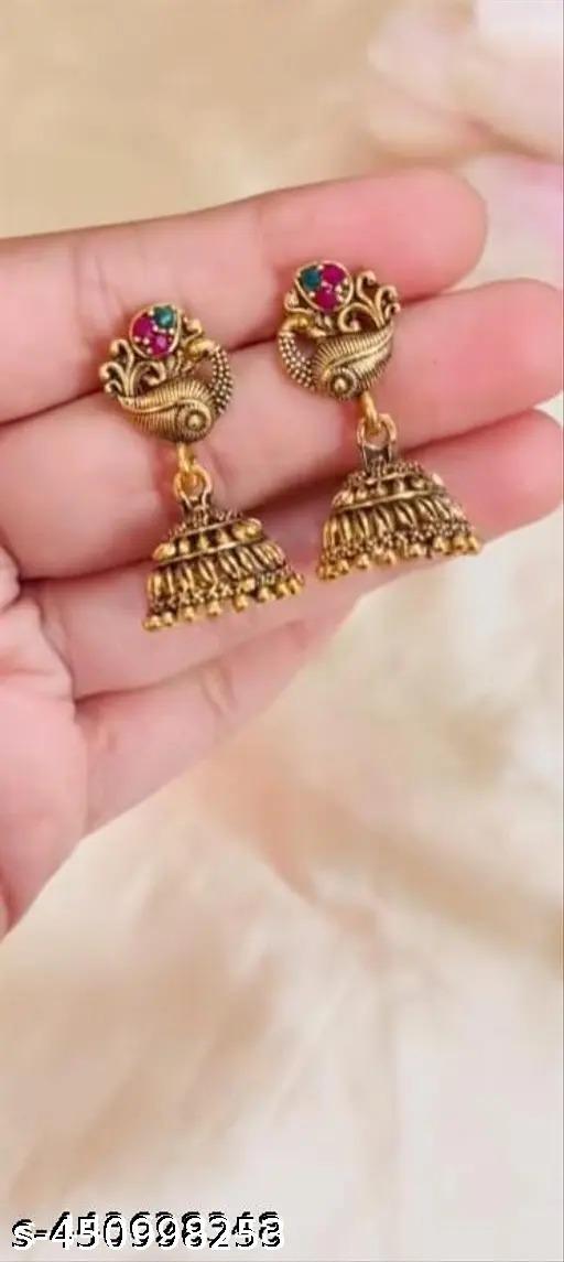 Gold Plated Fancy Jhumka Earrings for Women – Set of 6 Traditional Oxidised Gold Jhumka Earrings Combo for Women Daily Wear Ethnic Jhumka Earrings Set for Women (Pack of 6) - Velorabeauty