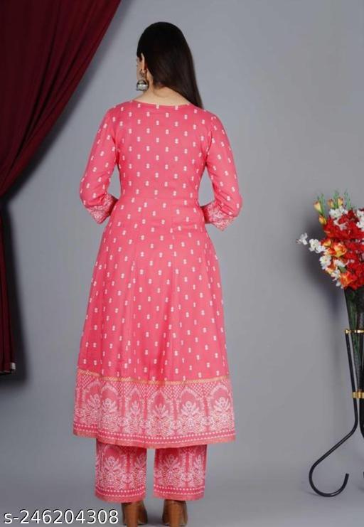 Women's Rayon Printed Anarkali Kurti with Pant and Dupatta Set  - Velorabeauty
