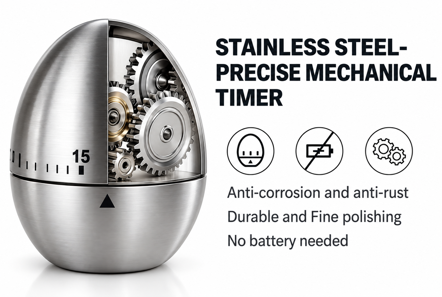 Velora Steel Egg Timer With Alarm - Velora