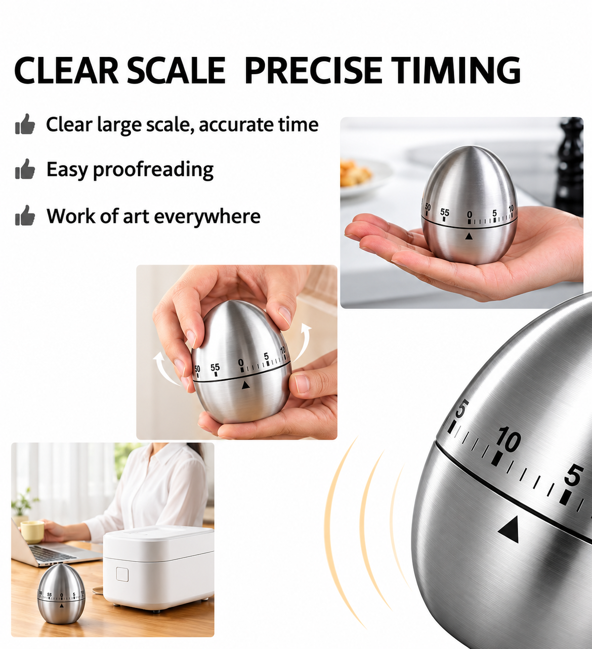Velora Steel Egg Timer With Alarm - Velora