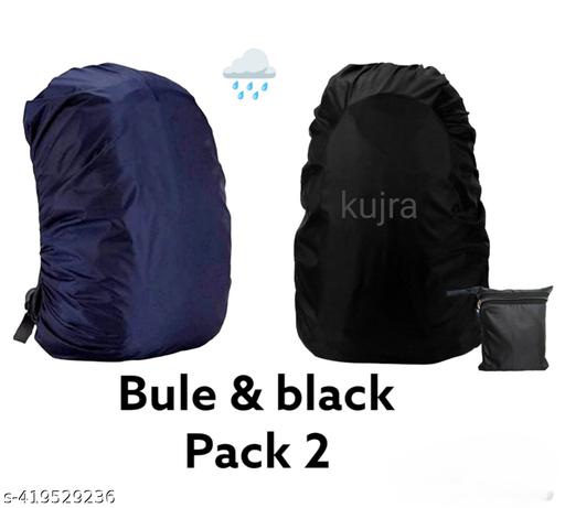 kujra Dust & Rain Cover for Backpack with Pouch, Waterproof Dustproof Rain Cover Bag Elastic Adjustable for School, College,Office, Trekking Bags (30L-50L,Black) pack of 2 - WYNAMIX store