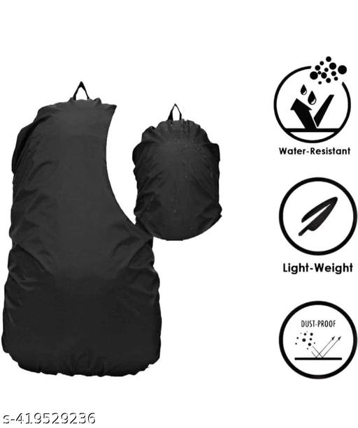 kujra Dust & Rain Cover for Backpack with Pouch, Waterproof Dustproof Rain Cover Bag Elastic Adjustable for School, College,Office, Trekking Bags (30L-50L,Black) pack of 2 - WYNAMIX store