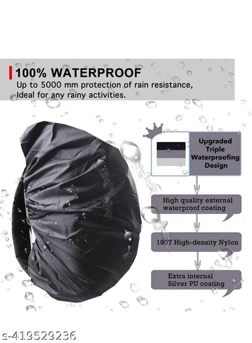 kujra Dust & Rain Cover for Backpack with Pouch, Waterproof Dustproof Rain Cover Bag Elastic Adjustable for School, College,Office, Trekking Bags (30L-50L,Black) pack of 2 - WYNAMIX store