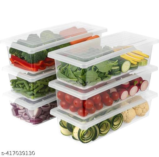 Madheshwar Enterprise (Pack of 4) Food Storage Container with Removable Drain Plate And Lid Fridge Storage Box Stackable Plastic - WYNAMIX store
