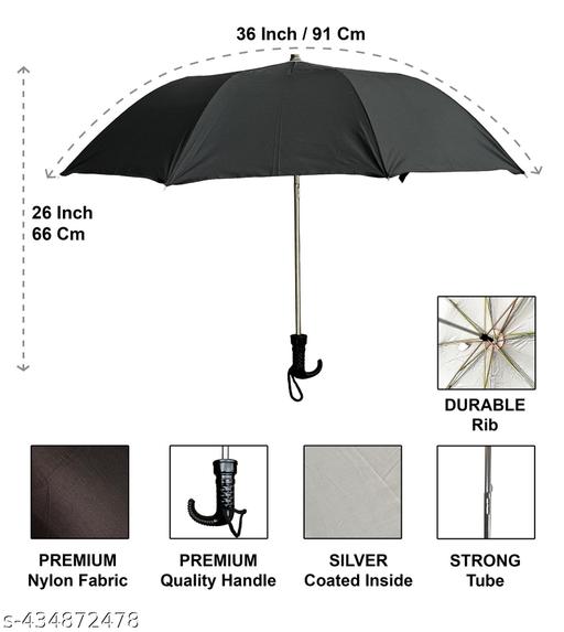 Black 2 Fold Silver Coating Umbrella FOR UNISEX. Easy to Carry - WYNAMIX store