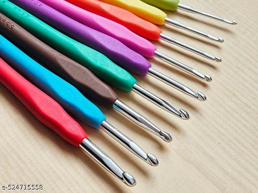 Set 9 Size Soft Plastic Handle Aluminum Crochet Hook Knit Needle Crochet Hook Needles Sizes From 2.5Mm To 6Mm - WYNAMIX store