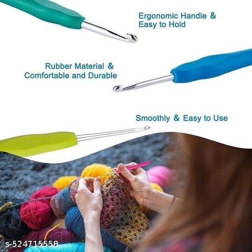 Set 9 Size Soft Plastic Handle Aluminum Crochet Hook Knit Needle Crochet Hook Needles Sizes From 2.5Mm To 6Mm - WYNAMIX store