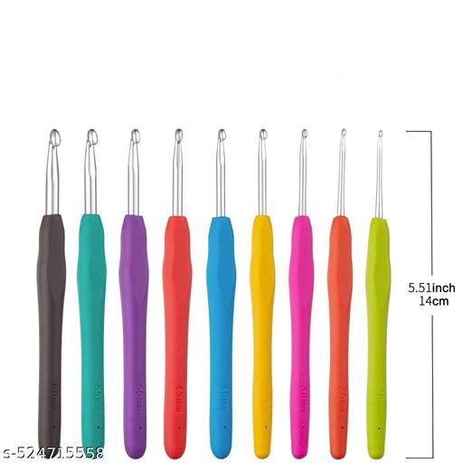 Set 9 Size Soft Plastic Handle Aluminum Crochet Hook Knit Needle Crochet Hook Needles Sizes From 2.5Mm To 6Mm - WYNAMIX store