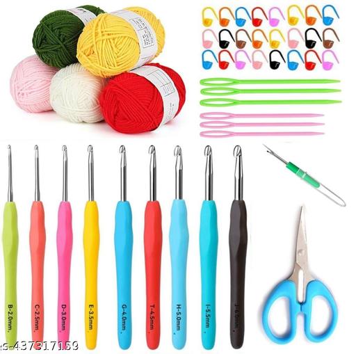 Set 9 Size Soft Plastic Handle Aluminum Crochet Hook Knit Needle Crochet Hook Needles Sizes From 2.0Mm To 6 Mm - WYNAMIX store