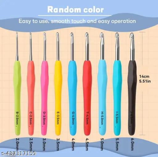 Set 9 Size Soft Plastic Handle Aluminum Crochet Hook Knit Needle Crochet Hook Needles Sizes From 2.0Mm To 6 Mm - WYNAMIX store