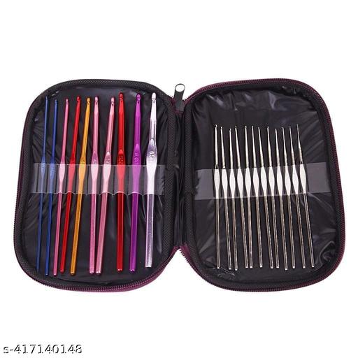 Bjik Aluminium Crochet Hooks Knitting Needles Set with Case (Multicolour) - 22 Pieces - WYNAMIX store