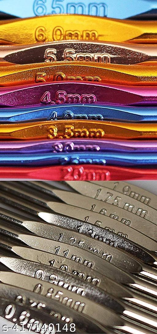 Bjik Aluminium Crochet Hooks Knitting Needles Set with Case (Multicolour) - 22 Pieces - WYNAMIX store