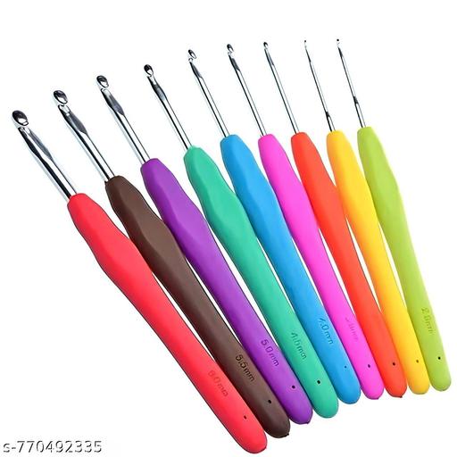  9 PCS Crochet Hooks, 2mm-6mm Multicolor Extended Crochet, Ergonomic Handle Crochet Hooks Set for Beginners Adults with Stitch Markers and Knitting Needles - WYNAMIX store