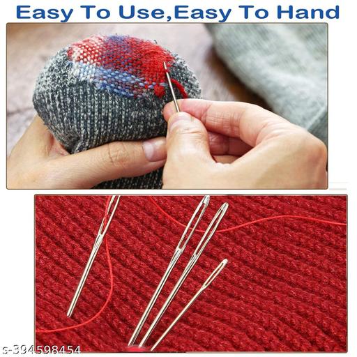 Large-Eye Blunt Needles, 9 Piece Stainless Steel  Knitting Needles, Sewing Needles, Crafting Knitting Weaving Stringing Needles - WYNAMIX store