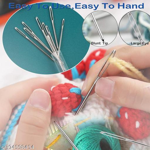 Large-Eye Blunt Needles, 9 Piece Stainless Steel  Knitting Needles, Sewing Needles, Crafting Knitting Weaving Stringing Needles - WYNAMIX store