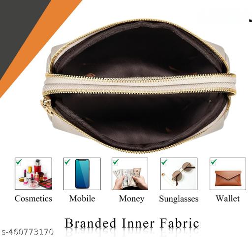 cream Adjustable Sling - Premium PU Leather with Dual Zipper Compartments - WYNAMIX store