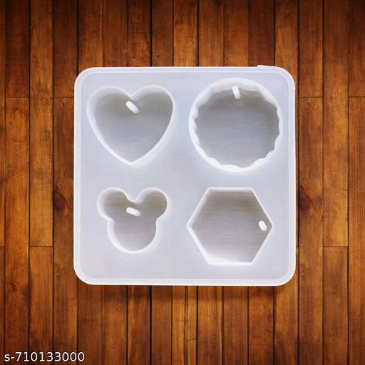 4 in 1 Heart Silicone Resin Mold | Mickey Style 4 Cavity Keychain Pendant Mold | 11cm DIY Craft Mold Reusable - WYNAMIX store
