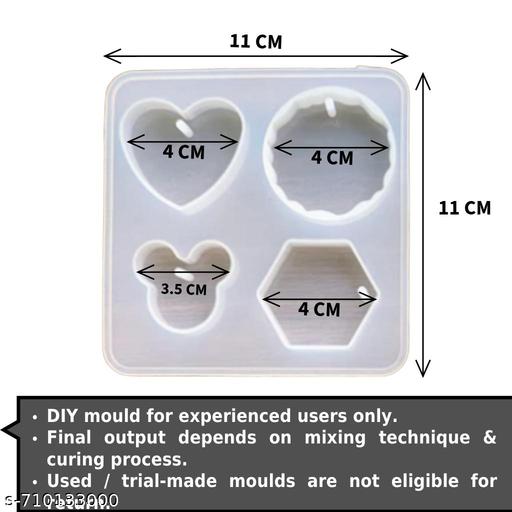 4 in 1 Heart Silicone Resin Mold | Mickey Style 4 Cavity Keychain Pendant Mold | 11cm DIY Craft Mold Reusable - WYNAMIX store