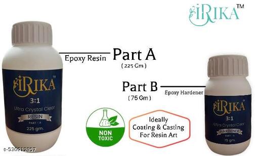 IRIKA® 300g Art Epoxy Resin Kit (225g Resin + 75g Hardener) | 3:1 Mixing Ratio | Super Gloss, Crystal Clear, Non-Yellowing | Ideal for Art & Craft, Jewelry Making, Coating - WYNAMIX store