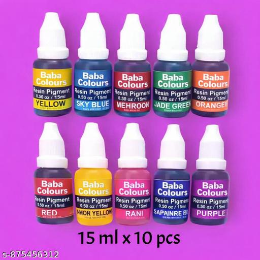 Sn best quality resin pigment for resin art in 10 difrents clour in transparent effect in all clours with shinny effect with keychain free gift inside the box  - WYNAMIX store