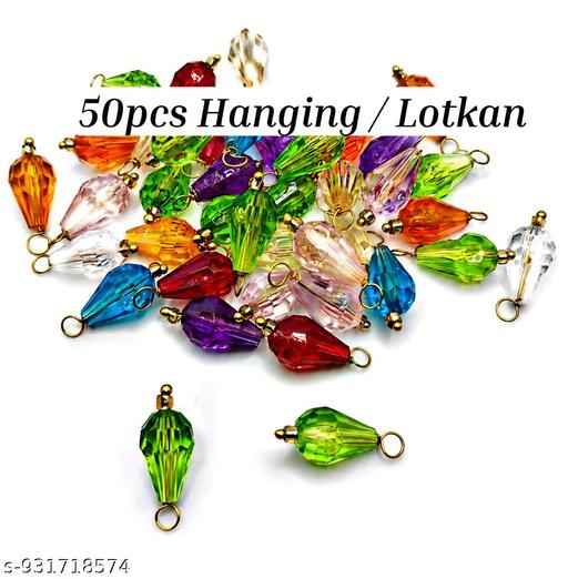 50pcs Oval Hanging beads Crystals Multi Hanging Beads Colour  Lariya Latkan Beads Pearl Charms Golden Jewellery Making and Beading DIY Crafts Handmade Jewellery Making Material beading war Beads women Girls Earrings Nacklace Pandent making materials Embodary aarri work Materials. - WYNAMIX store