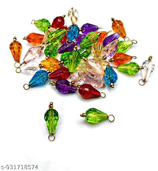 50pcs Oval Hanging beads Crystals Multi Hanging Beads Colour  Lariya Latkan Beads Pearl Charms Golden Jewellery Making and Beading DIY Crafts Handmade Jewellery Making Material beading war Beads women Girls Earrings Nacklace Pandent making materials Embodary aarri work Materials. - WYNAMIX store