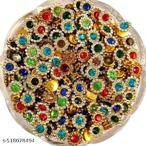 stone round 400 pcs size = 10 mm multi colour for crafting , decoration work - WYNAMIX store